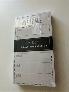 Rae Dunn 175 Sheet Premium List Pad 
“Weekly Plans” - NWT